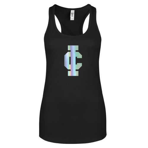  Next Level Womens Black Racerback Tank  - IC Athletic Logo Foil