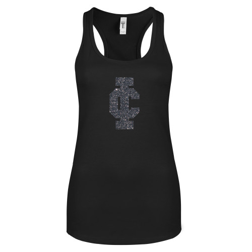  Next Level Womens Black Racerback Tank  - F Graphite Soft Glitter