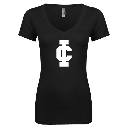  Next Level Womens Black Ideal V Tee - IC Athletic Logo