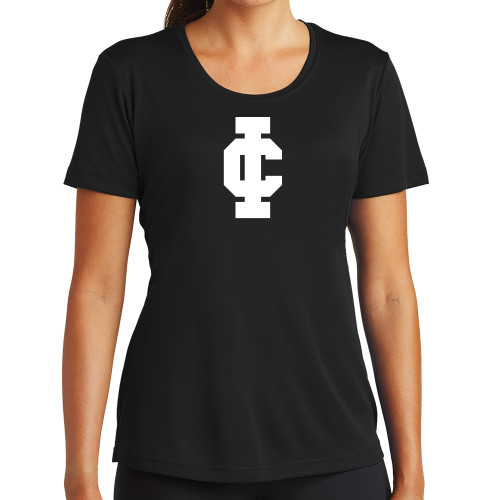  Womens Black Performance Tee - IC Athletic Logo