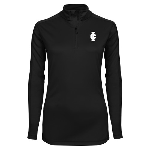  Syntrel Womens Black Interlock 1/4 Zip - IC Athletic Logo