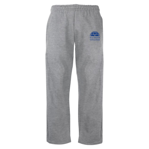  Grey Fleece Open Bottom Pant - Collegiate Logo Vertical