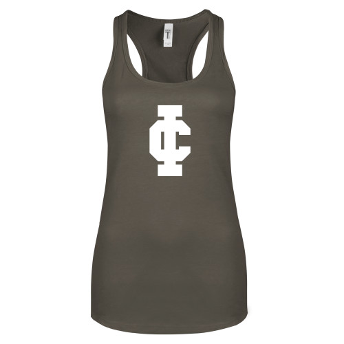  Next Level Womens Charcoal Racerback Tank - IC Athletic Logo