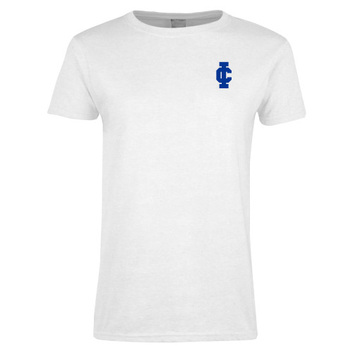  Womens White Short Sleeve Tee - IC Athletic Logo