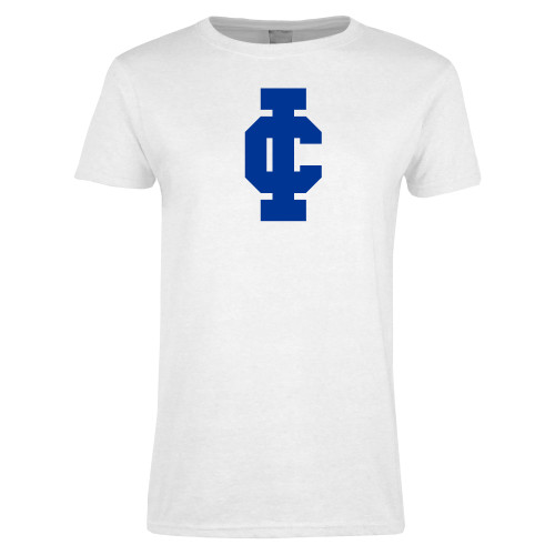  Womens White Short Sleeve Tee - IC Athletic Logo