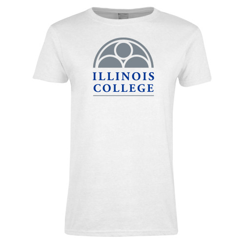  Womens White Short Sleeve Tee - Collegiate Logo Vertical
