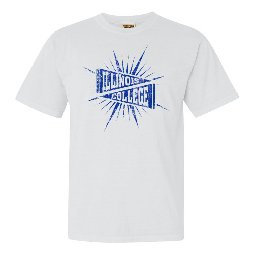  Comfort Colors White T Shirt - Illinois College Distressed Pennant