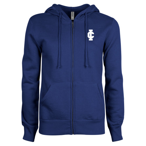  ENZA Womens Royal Fleece Full Zip Hoodie - IC Athletic Logo