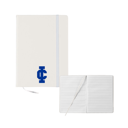  5x7 White Hard Cover Journal - IC Athletic Logo