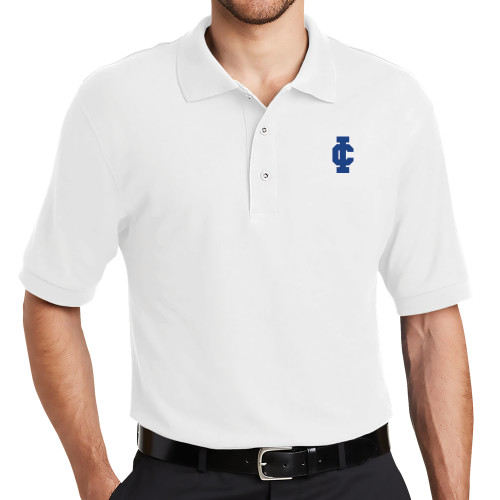  White Silk Touch Polo - IC Athletic Logo