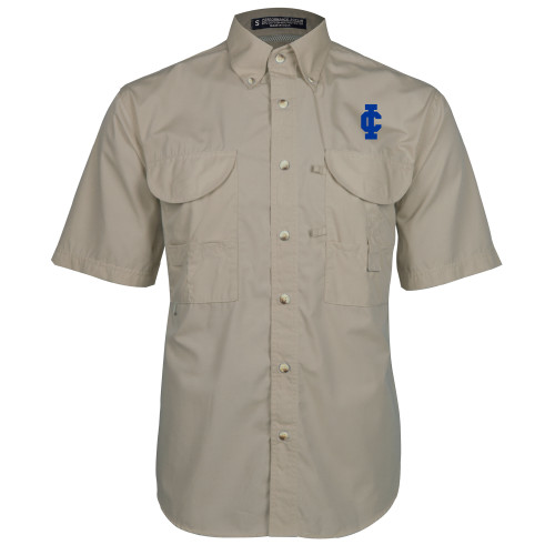  Khaki Fishing Shirt Performance Short Sleeve - IC Athletic Logo