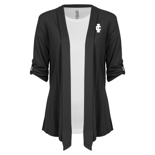  Womens Grey Drape Front Cardigan Sweater - IC Athletic Logo