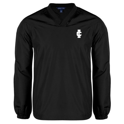  Black V Neck Raglan Windshirt - IC Athletic Logo