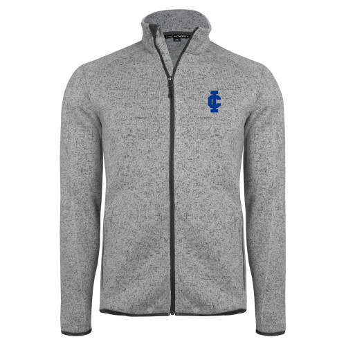  Grey Heather Sweater Fleece Jacket - IC Athletic Logo