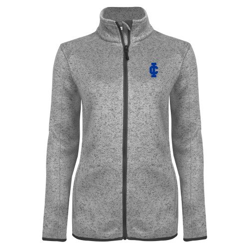  Womens Grey Heather Fleece Jacket - IC Athletic Logo