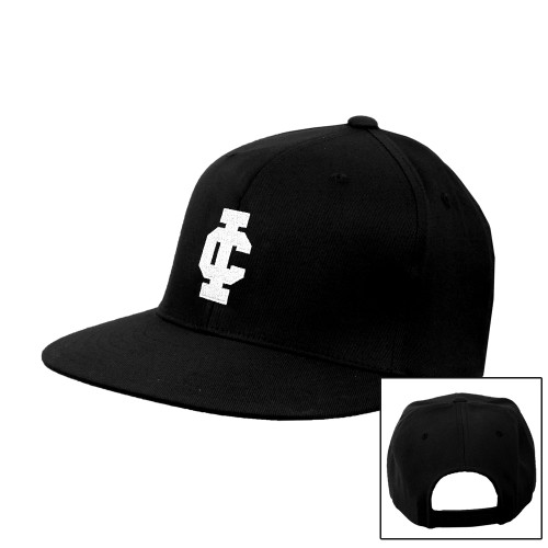 Black Flat Bill Snapback Hat - IC Athletic Logo