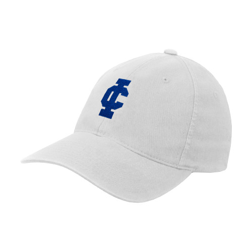  White Flexfit Structured Low Profile Hat - IC Athletic Logo