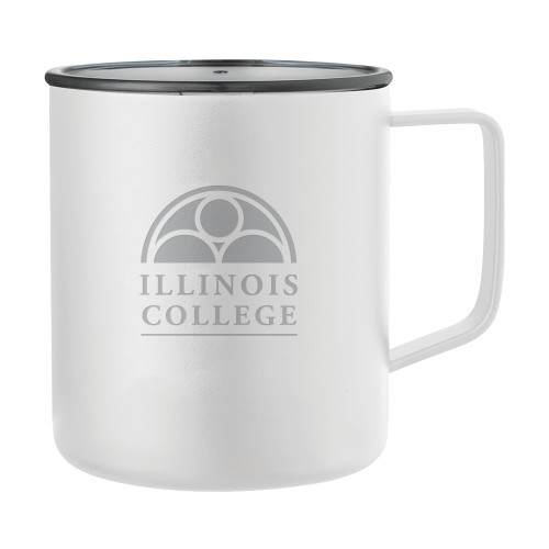  Rover Camp Vacuum Insulated White Mug 14oz - Collegiate Logo Vertical Engraved
