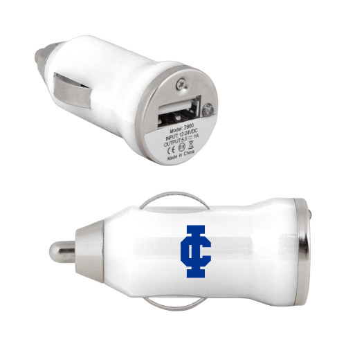 On the Go White Car Charger - IC Athletic Logo