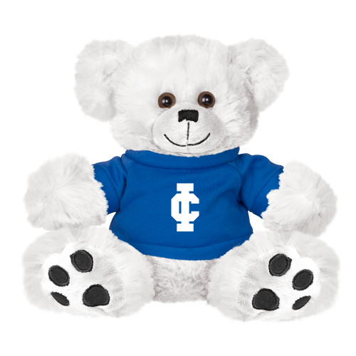  Plush Big Paw 8 1/2 inch White Bear w/Royal Shirt - IC Athletic Logo