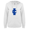 Thumbnail image for  ENZA Womens White V Notch Raw Edge Fleece Hoodie