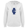 Thumbnail image for  ENZA Womens White V Notch Raw Edge Fleece Hoodie