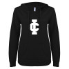 Thumbnail image for  ENZA Womens Black V Notch Raw Edge Fleece Hoodie