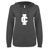 Thumbnail image for  ENZA Womens Dark Heather V Notch Raw Edge Fleece Hoodie