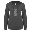Thumbnail image for  ENZA Womens Dark Heather V Notch Raw Edge Fleece Hoodie
