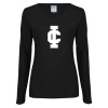 Thumbnail image for  Womens Black Long Sleeve V Neck Tee 