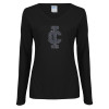 Thumbnail image for  Womens Black Long Sleeve V Neck Tee 