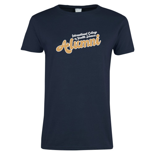  Womens Short Sleeve Navy Tee - Alumni Vintage Script
