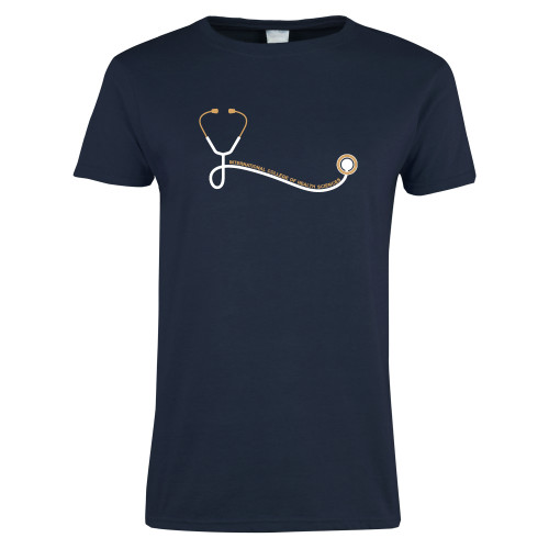  Womens Short Sleeve Navy Tee - Stethoscope Design