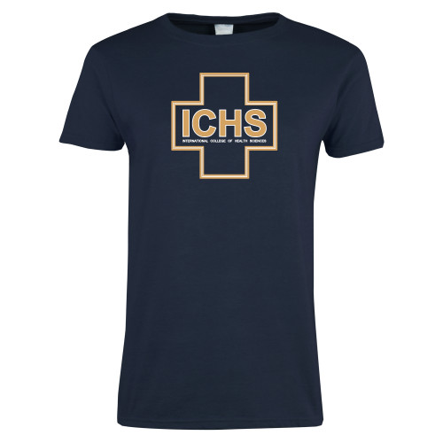  Womens Short Sleeve Navy Tee - ICHS in Medical Cross