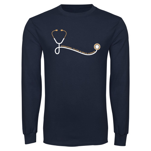  Navy Long Sleeve T-Shirt - Stethoscope Design