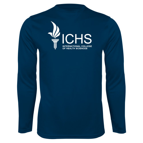  Navy Performance Long Sleeve Shirt - Primary Logo One Color