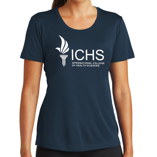  Womens Navy Performance Tee - Primary Logo One Color