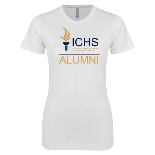  Next Level Womens White Boyfriend Tee - Alumni