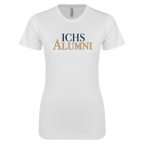  Next Level Womens White Boyfriend Tee - ICHS Alumni