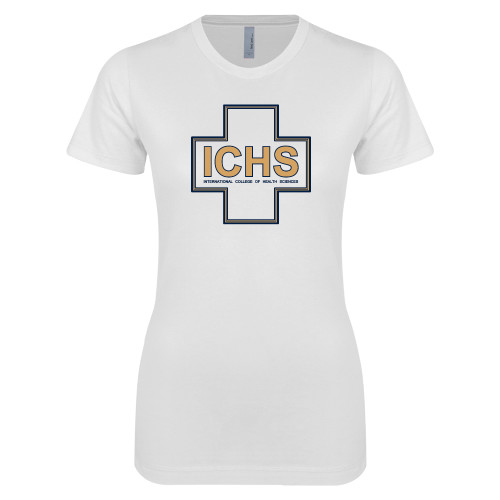  Next Level Womens White Boyfriend Tee - ICHS in Medical Cross