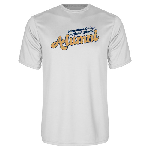  White Performance Tee - Alumni Vintage Script