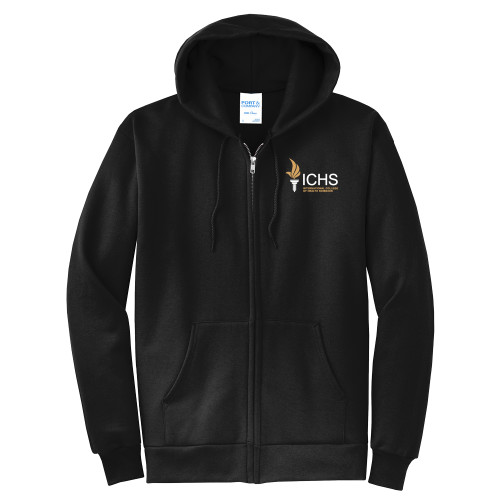  Extended Black Fleece Full Zip Hoodie - Primary Logo