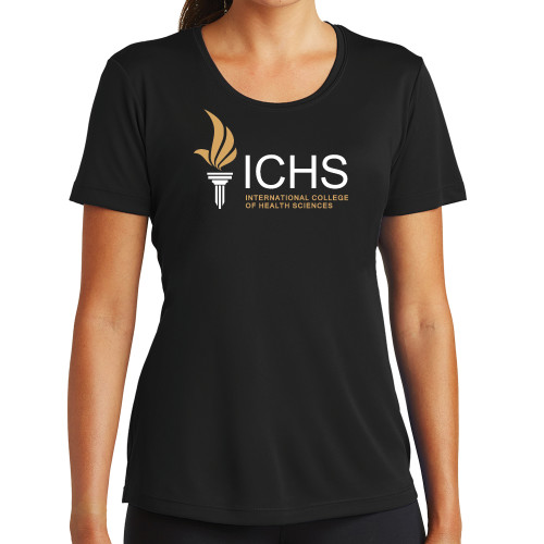  Womens Black Performance Tee - Primary Logo