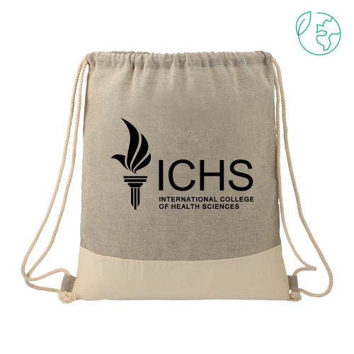  Split Recycled Cotton Grey/Natural Drawstring Bag - Primary Logo