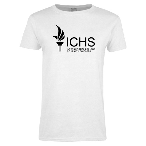  Womens White Short Sleeve Tee - Primary Logo One Color