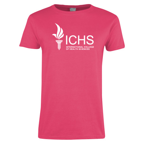  Womens Hot Pink Short Sleeve Tee - Primary Logo