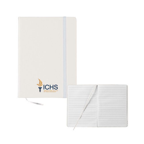  5x7 White Hard Cover Journal - Primary Logo