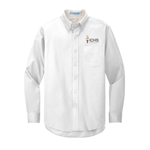  White Twill Button Down Long Sleeve - Primary Logo