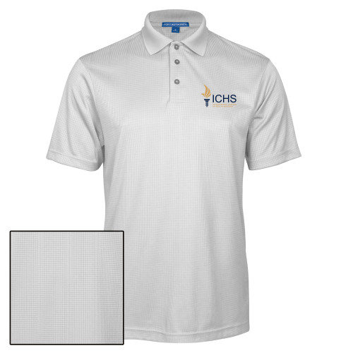  White Performance Fine Jacquard Polo - Primary Logo