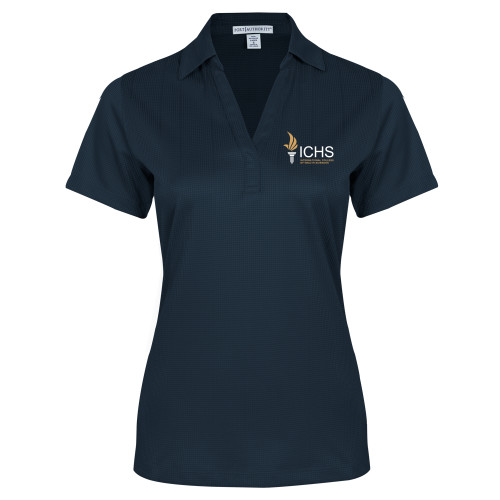  Womens Navy Performance Fine Jacquard Polo - Primary Logo